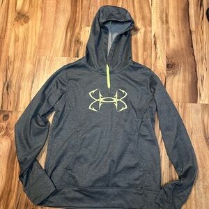 Under Armour Storm Women’s Hoodie Fishing Gray Neon Logo Athletic Pullover S